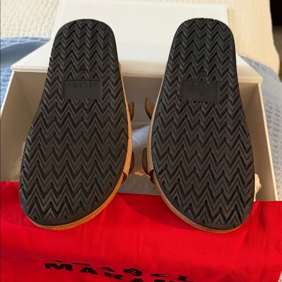 Isabel Marant Tan Suede Sandals with Silver and Gold Buckles - Picture 2 of 4